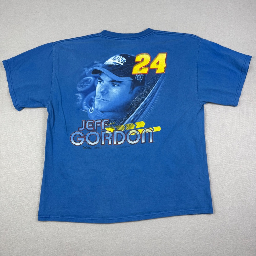 Vintage Jeff Gordon‎ NASCAR T-Shirt Blue Chase Authentics Number 24 Mens L